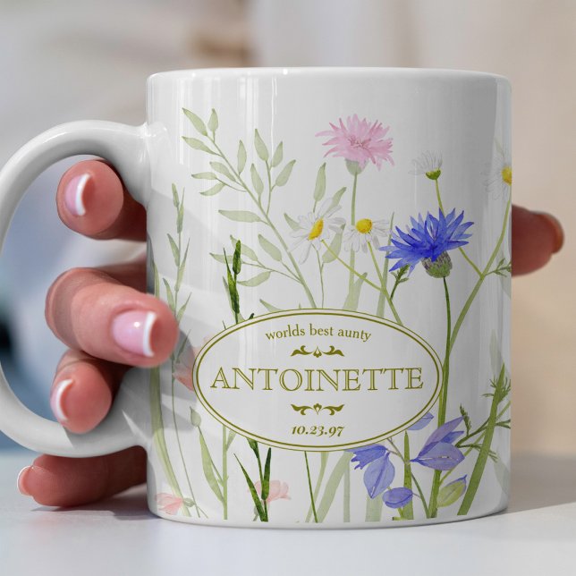 Taza De Café Mensaje de cumpleaños ilustrado con flores salvaje (Subido por el creador)