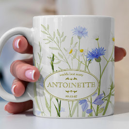 Taza De Café Mensaje de cumpleaños personalizado de Flor salvaj