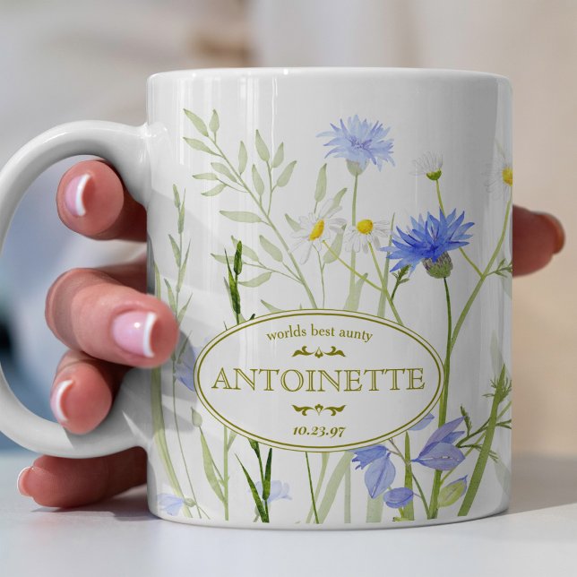 Taza De Café Mensaje de cumpleaños personalizado de Flor salvaj (Subido por el creador)