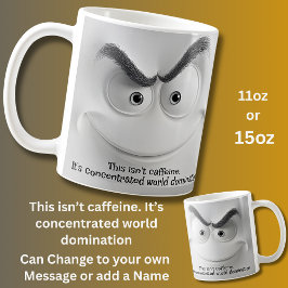 Taza De Café Mensaje de Dominio Mundial Agregar Nombre, Cara Ex