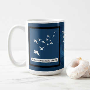 Taza De Café Mensaje de fe - Verso de la Biblia - 2 Tesalones 3