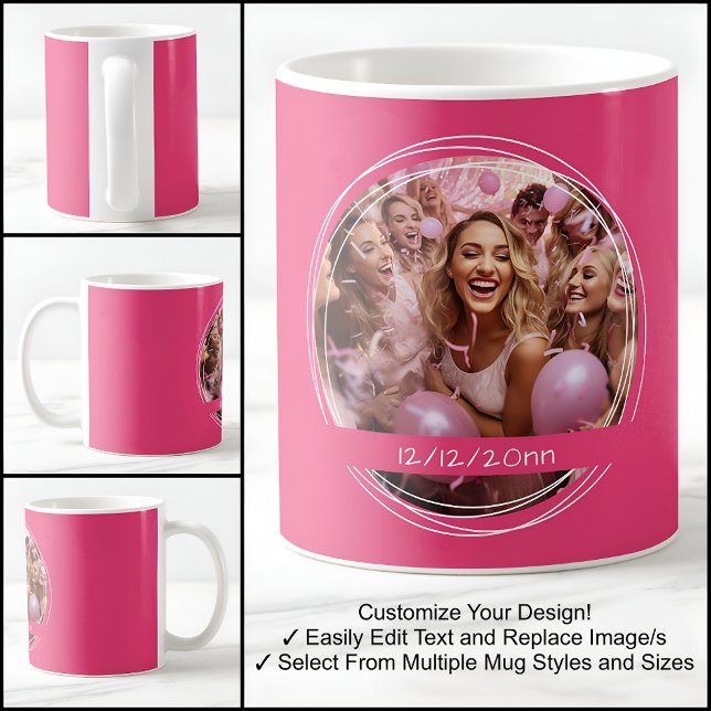 Taza De Café Mensaje de foto de plantilla Evento Keepsake Rosa  (Subido por el creador)