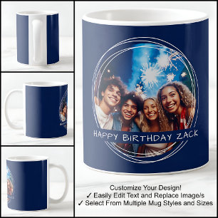 Taza De Café Mensaje de foto de plantilla Keepsake Birthday Nav