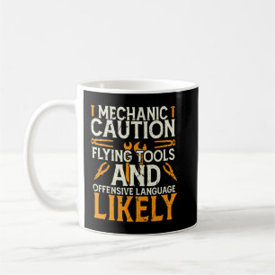 Taza De Café Mensaje de precaución mecánica Divertido Auto
