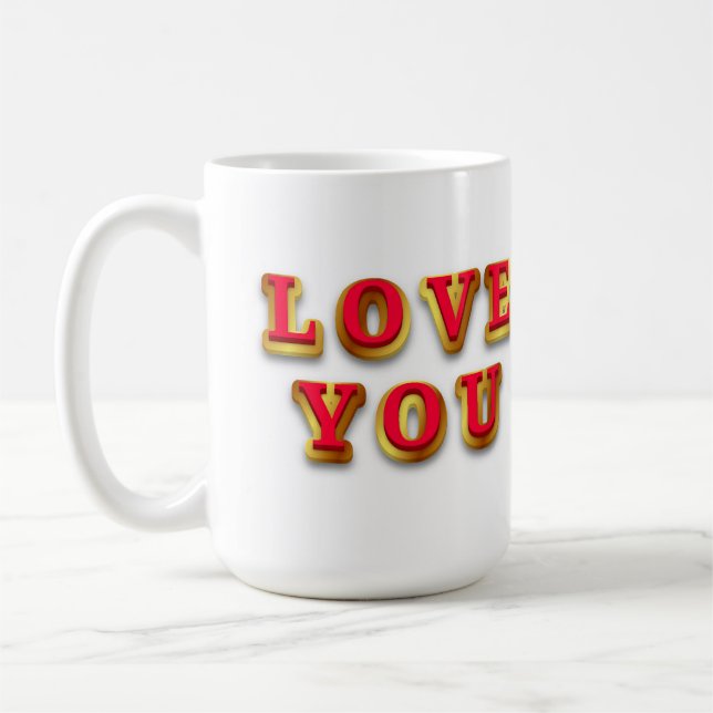 Taza De Café Mensaje de Te Amo con Texto Dorado (Izquierda)