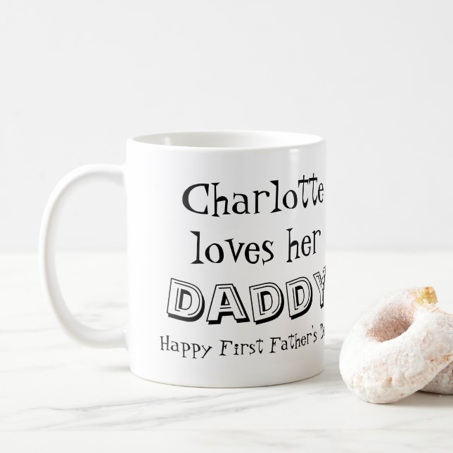 Taza De Café Mensaje del Día del Primer Padre de la foto de la  (Con donut)