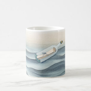 Taza De Café Mensaje del Océano Azul en una Botella