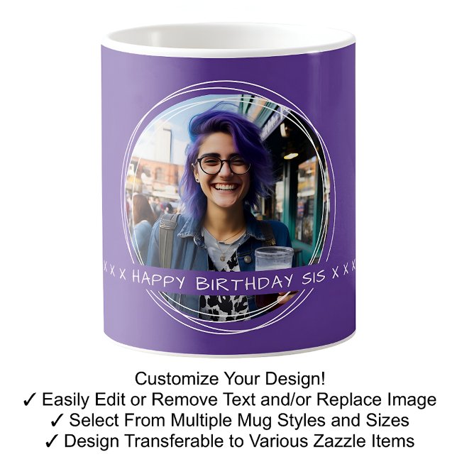 Taza De Café Mensaje fotográfico de plantilla Keepsake Sister P (Subido por el creador)