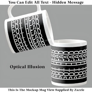 Taza De Café Mensaje oculto Pot Head Coffee Addict 119W Funny