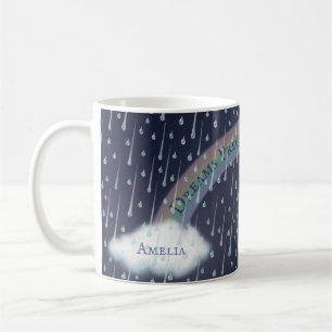 Taza De Café Mensaje personalizado Arco arco iris y nubes azul