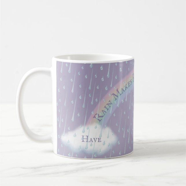 Taza De Café Mensaje personalizado Arco arco iris y nubes blanc (Izquierda)