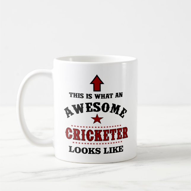 Taza De Café Mensaje personalizado del jugador de cricket en la (Izquierda)