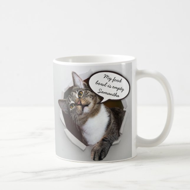 Taza De Café Mensaje personalizado gato de interrupción (Derecha)