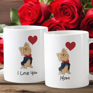 Taza De Café Mensaje Personalizado Te Amo Yorkie Arte de Perro 