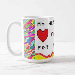 Taza De Café Mensaje romántico y arte sobre corazones