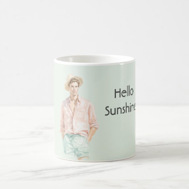 Taza De Café Menta Melocotón Hola Hombre Sol  (Centro)