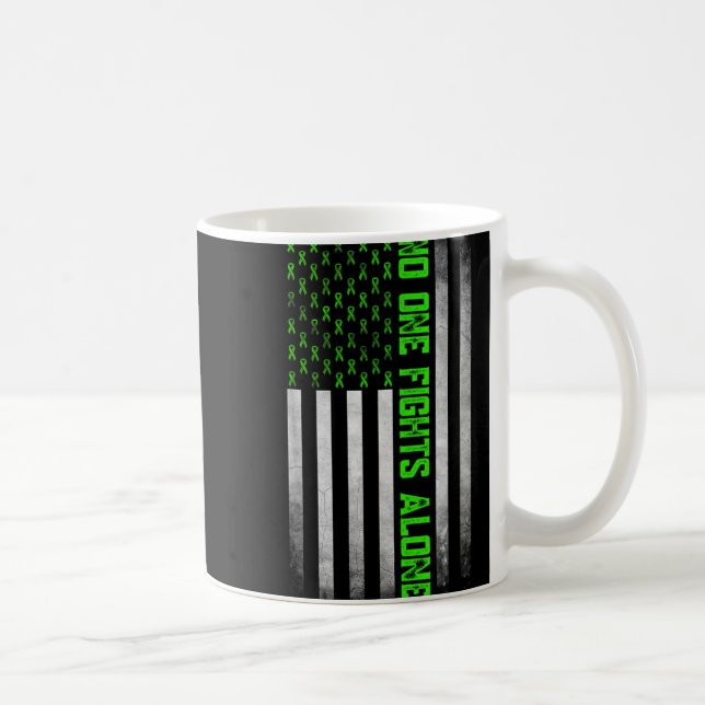 Taza De Café Mental Health Awareness Green Ribbon American Flag (Derecha)