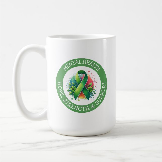 Taza De Café Mental Health Awareness - Support Strength Support (Izquierda)