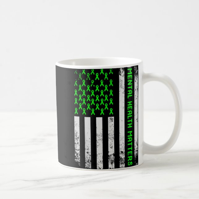 Taza De Café Mental Health S Human Brain Illness Awareness Gree (Derecha)