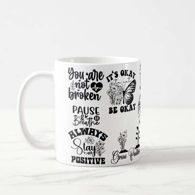 Taza De Café Mental Health Self Care Positive Affirmations Mind (Izquierda)