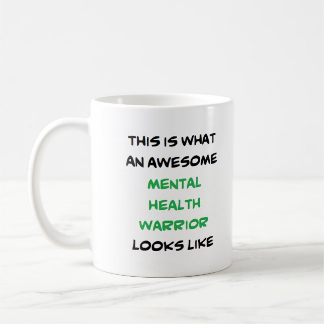 Taza De Café mental health warrior, awesome (Izquierda)