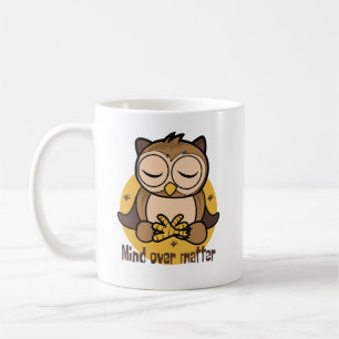 Taza De Café Mente por asunto Kawaii búho gracioso haciendo yog