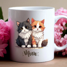 Taza De Café "Meow" Cute Cat Duo Mug