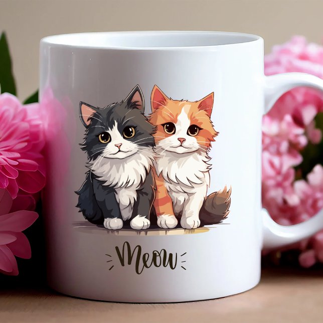 Taza De Café "Meow" Cute Cat Duo Mug (Subido por el creador)
