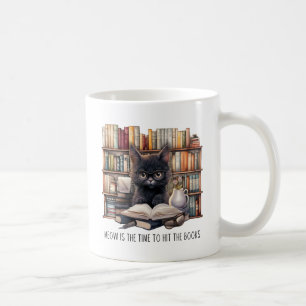 Taza De Café Meow Es El Momento De Golpear Los Libros