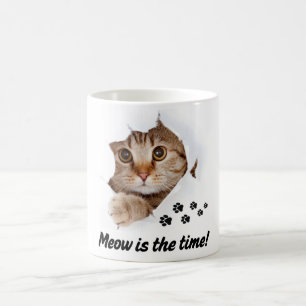 Taza De Café Meow Es el Momento – Gato Adorable 
