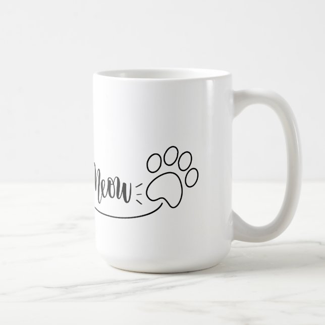 Taza De Café Meow heart and paw, mug for cat owners (Derecha)