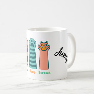 Taza De Café Meow Purr Scratch - Corte Gracioso Cat Paw Mug