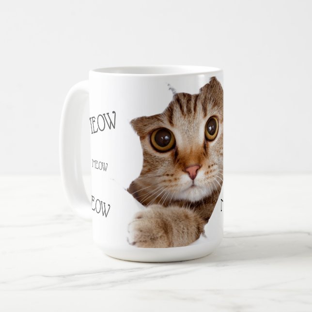 Taza De Café Meow Smell Nip Funny Cat Photo (Anverso izquierdo)