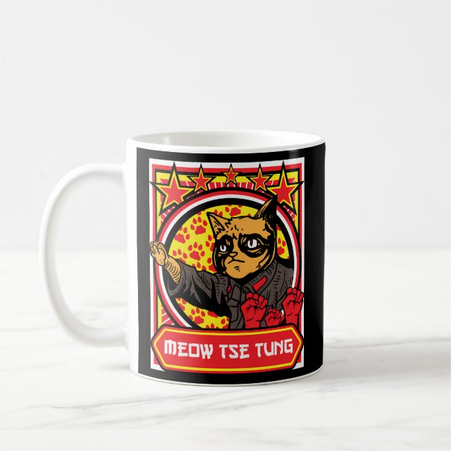 Taza De Café Meow Tse Tung Chinese Mao Zedong Presidente Kitten (Izquierda)