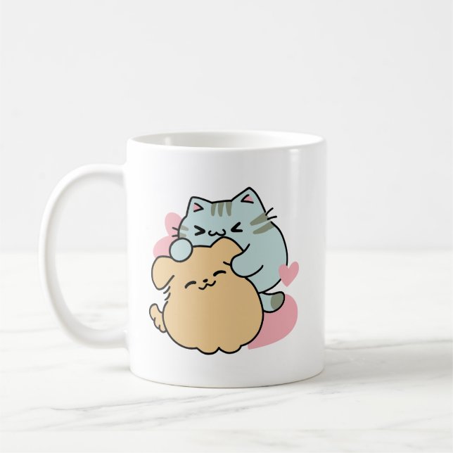 Taza De Café Meow & Woof Perfect Together: Gato y perro delicio (Izquierda)