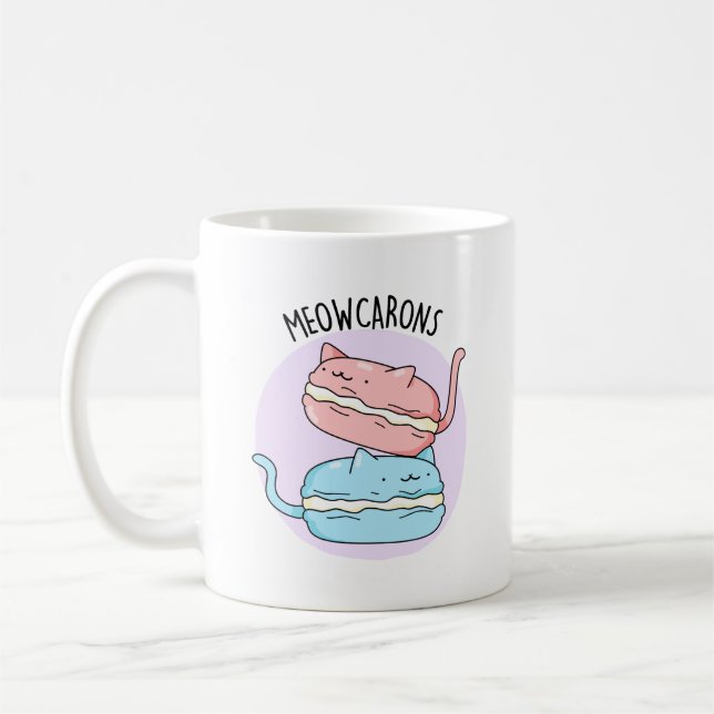 Taza De Café Meowcarons Funny Macaron Pun (Izquierda)