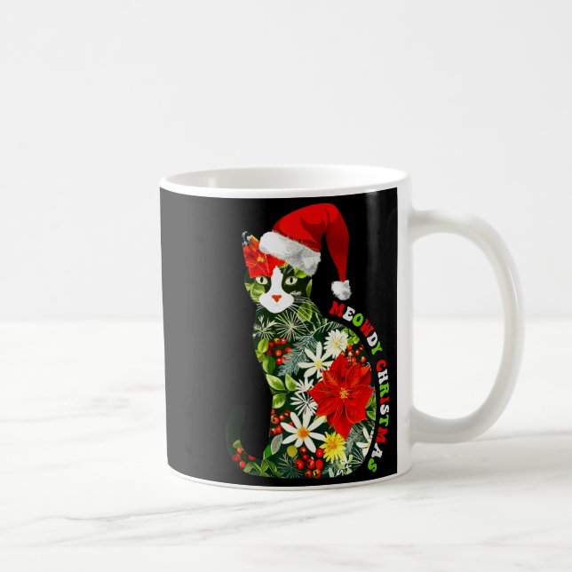 Taza De Café Meowdy Christmas Floral Cat For Cat Lover Holiday  (Derecha)