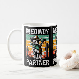 Taza De Café Meowdy Partner Cowboy Cat Dueñas de mamás y dads