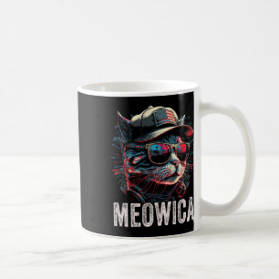 Taza De Café Meowica 4 De Julio Cat Bandera Estadounidense Ee.