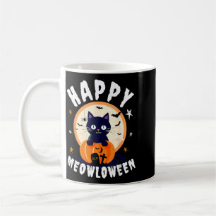 Taza De Café Meowloween Calabazas de Gato Negro Feliz Halloween