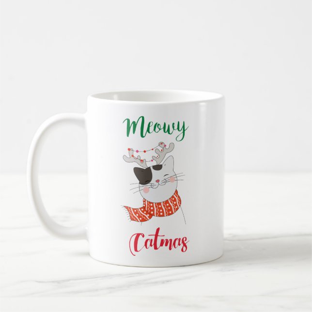 Taza De Café Meowy Catmas, Cat Merry Christmas (Izquierda)
