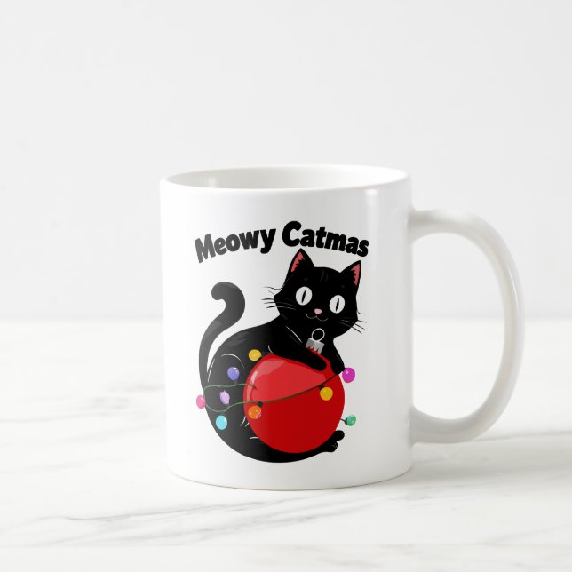 Taza De Café Meowy Catmas - Cat with Christmas ornament (Derecha)