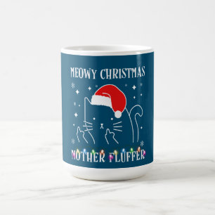 Taza De Café Meowy Catmas Madre Fluffer Funny Cat Navidades