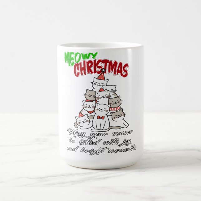 Taza De Café Meowy Christmas Cat – Cute Holiday Cat Lovers Mug (Centro)