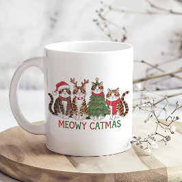 Taza De Café Meowy Christmas Cats with Lights Funny Holiday