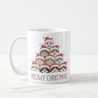 Taza De Café Meowy Christmas Funny Stacked Cats – Cute Holiday 