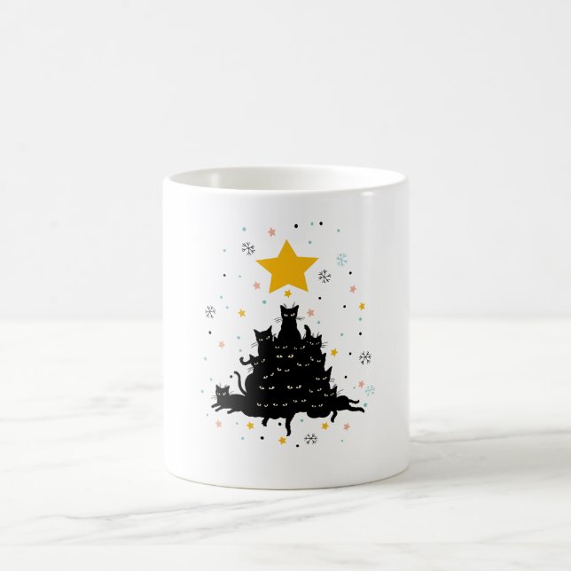 Taza De Café Meowy Christmas tree , divertido árbol de navidad  (Centro)
