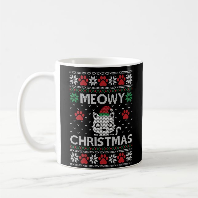 Taza De Café Meowy Navidades Cat Graciosas Papas rojas suaves y (Izquierda)
