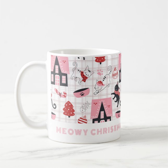 Taza De Café Meowy Navidades Cat Mug (Izquierda)