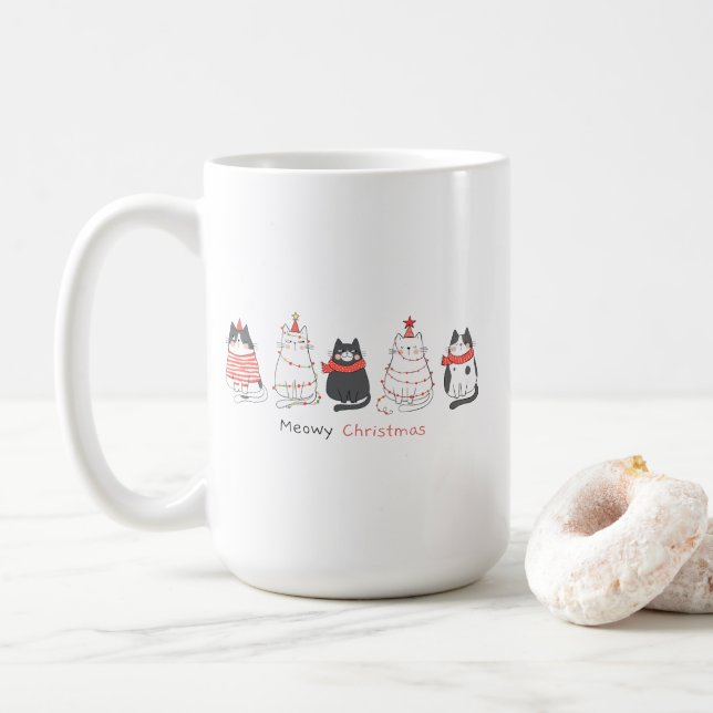 Taza De Café Meowy Navidades Cats (Con donut)